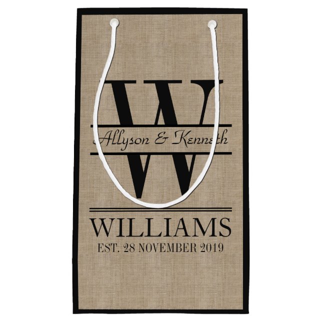 Petit Sac Cadeau Créez votre propre logo Burlap Anniversaire Monogr (Devant)