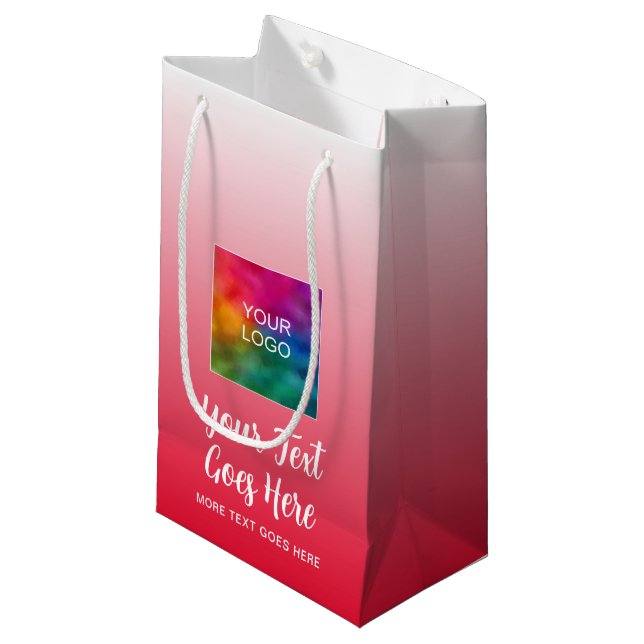 Petit Sac Cadeau Créez votre propre logo ici Modèle rouge personnal (Devant Angle)