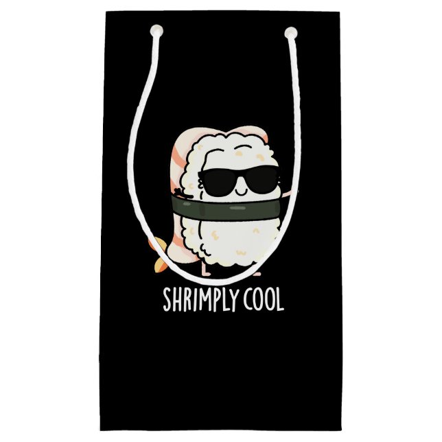 Petit Sac Cadeau Crevette Cool Funny Crevettes Sushi Pun Dark BG (Devant)