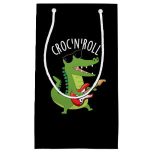 Petit Sac Cadeau Croc N Roll Funny Crocodile Pun Dark BG