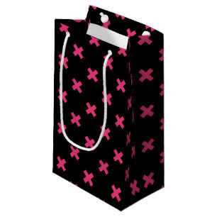 Petit Sac Cadeau Crochis Fuchsia sur noir