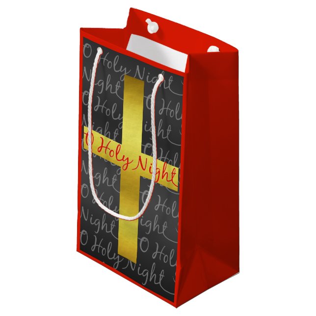 Petit Sac Cadeau Croix de la nuit Noël religieux (Devant Angle)