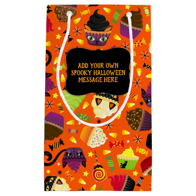 Petit Sac Cadeau Cupcakes Chat éffrayant Halloween Kitty Cat (Devant)