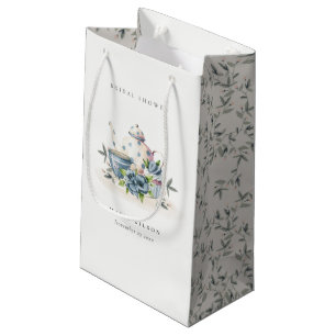 Petit Sac Cadeau Cute Aqua Blue Floral Cups Fête des mariées
