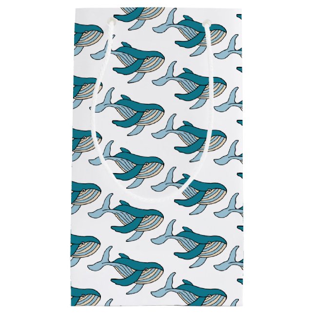 Petit Sac Cadeau Cute Blue Boys Whale (Devant)