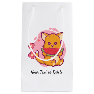 Petit Sac Cadeau Cute Chat Manger Watermelon   Kawaii