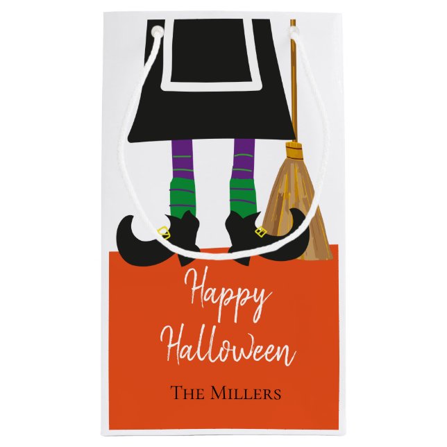 Petit Sac Cadeau Cute Happy Halloween Jambes sorcières Personnalisé (Dos)