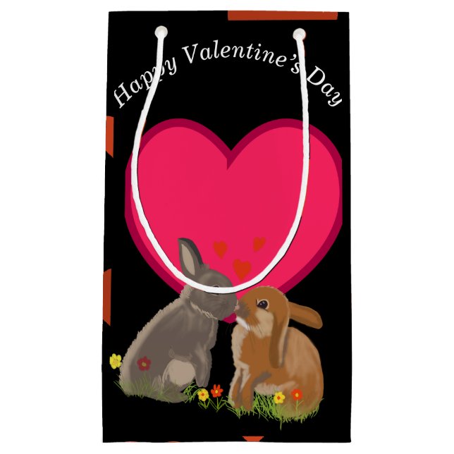 Petit Sac Cadeau Cute Kissing Bunnies Valentines (Devant)