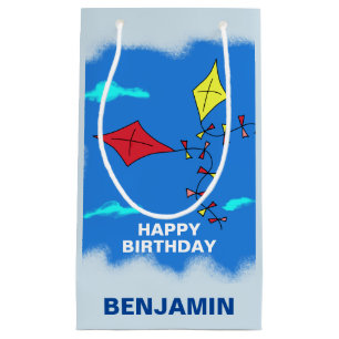 Petit Sac Cadeau Cute Kites Blue Joyeux Anniversaire Nom Enfants