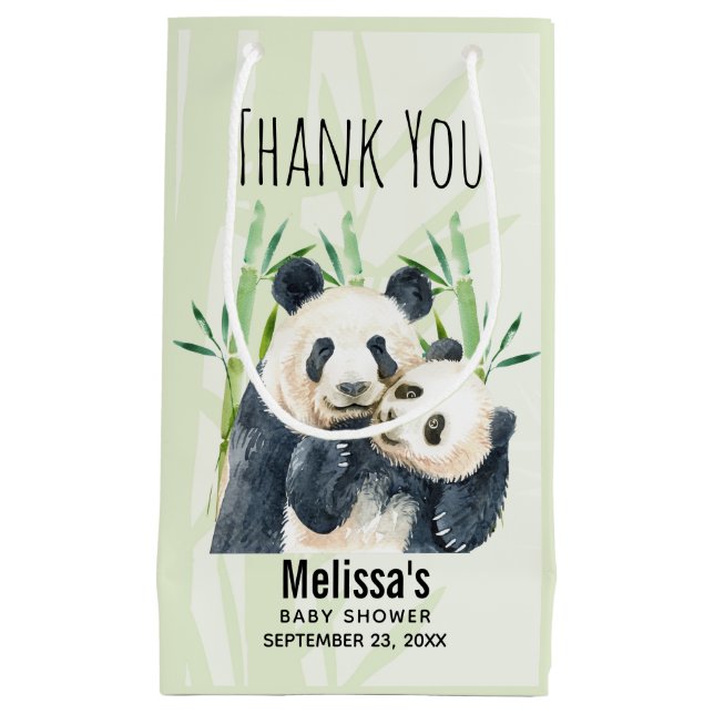 Petit Sac Cadeau Cute Panda Ours Cuddin Baby shower d'aquarelle (Devant)
