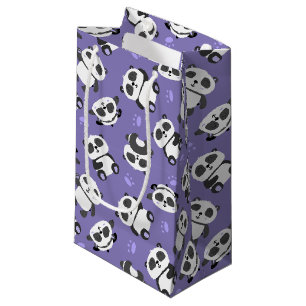 Petit Sac Cadeau Cute panda ours paw bleu arrière - plan