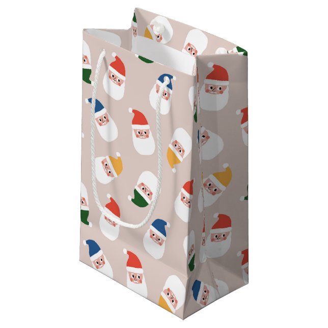 Petit Sac Cadeau Cute Père Noël fait face au Motif de Noël (Devant Angle)