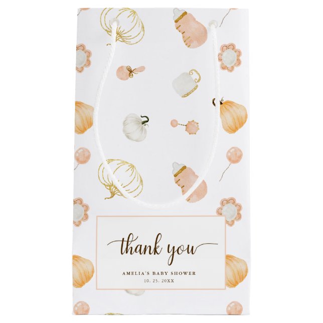 Petit Sac Cadeau Cute Petit Citrouille Baby Girl Douche Merci (Devant)