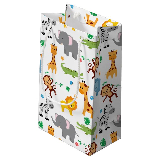Petit Sac Cadeau Cute Safari Animaux Nursery Motif (Dos Angle)