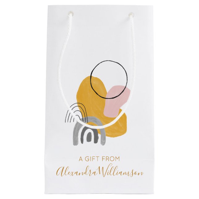 Petit Sac Cadeau Cute Yellow Pink Abstract Art Custom A Gift From (Devant)
