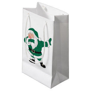 Petit Sac Cadeau Dabbing Green Santa Claus   Fun Holiday XMAS Humou