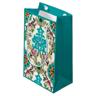 Petit Sac Cadeau Damask Floral Patterns Plum Turquoise