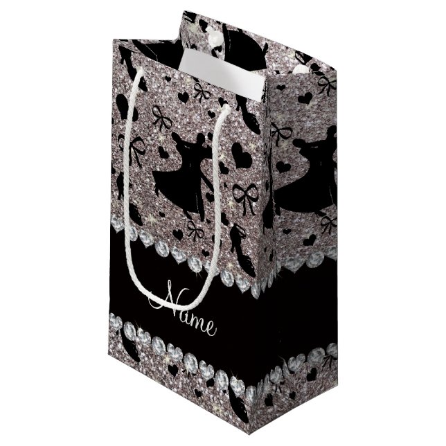 Petit Sac Cadeau Danse de salon argentée nommée faite sur commande (Devant Angle)