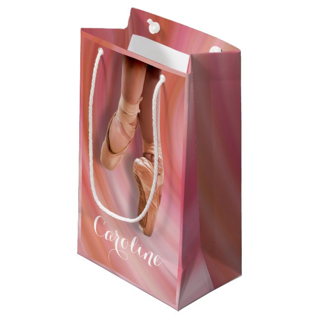 Petit Sac Cadeau Danseur de ballet en chaussure d'orteil avec nom (Devant Angle)