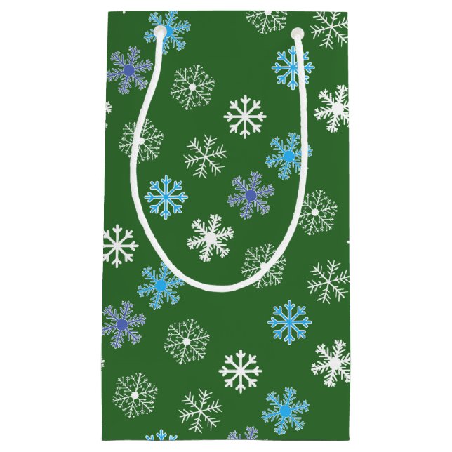 Petit sac cadeau de flocon de neige vert (Devant)