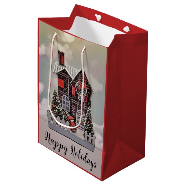 Petit sac cadeau de la maison de Noël (Devant Angle)