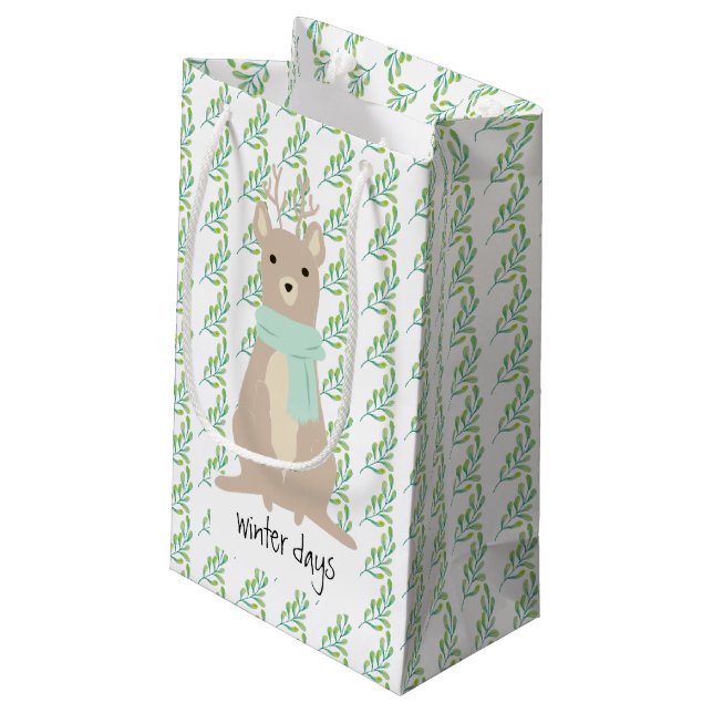 Petit Sac Cadeau Deer Wearing A Green Scarf (Dos Angle)
