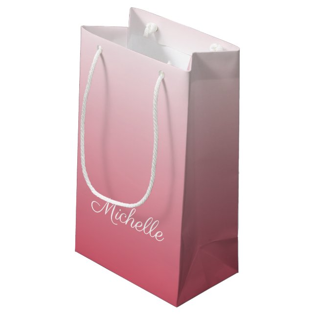Petit Sac Cadeau dégradé personnalisé ombre rose saumon (Dos Angle)