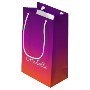 Petit Sac Cadeau dégradé violet, rose et orange foncé