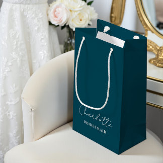 Petit Sac Cadeau Demoiselle d'honneur Minimaliste Script | Sarcelle