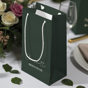 Petit Sac Cadeau Demoiselle d'honneur Minimaliste Script Vert Lun