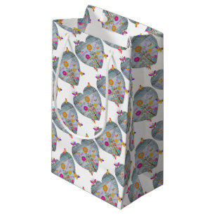Petit Sac Cadeau Denim Pocket Fleurs cardiaques Papillons