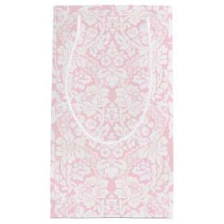 Petit Sac Cadeau Dentelle blanche sur rose