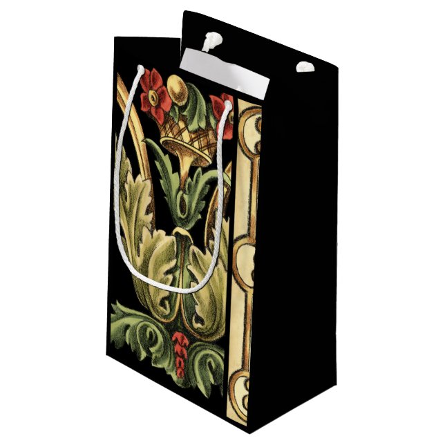 Petit Sac Cadeau Design floral ornemental aux frontières noires (Dos Angle)