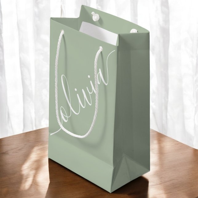 Petit Sac Cadeau Design moderne Sage Vert minimaliste Élégant (Créateur téléchargé)