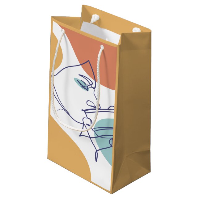 Petit Sac Cadeau dessin d'art affiche d'une femme buvant du café (Dos Angle)