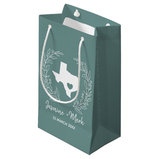 Petit Sac Cadeau Destination texane mariage faveurs (Devant Angle)