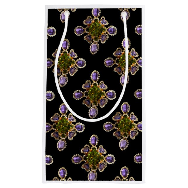 Petit Sac Cadeau Diamants d'améthyste violet Emeralds bijoux (Devant)