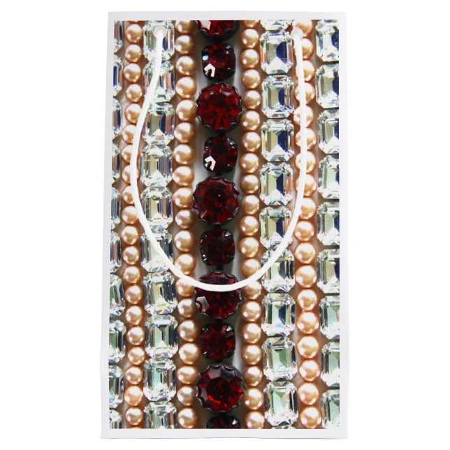 Petit Sac Cadeau Diamants rubis perles (Devant)