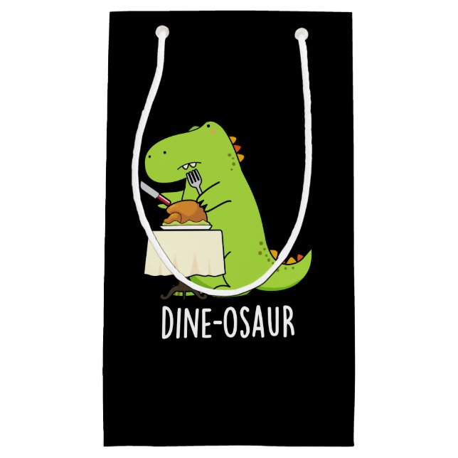Petit Sac Cadeau Dine-osaur Funny Dinosaur Pun Dark BG (Devant)