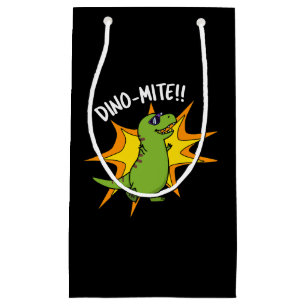 Petit Sac Cadeau Dino-mite Funny TRex Dinosaur Pun Dark BG