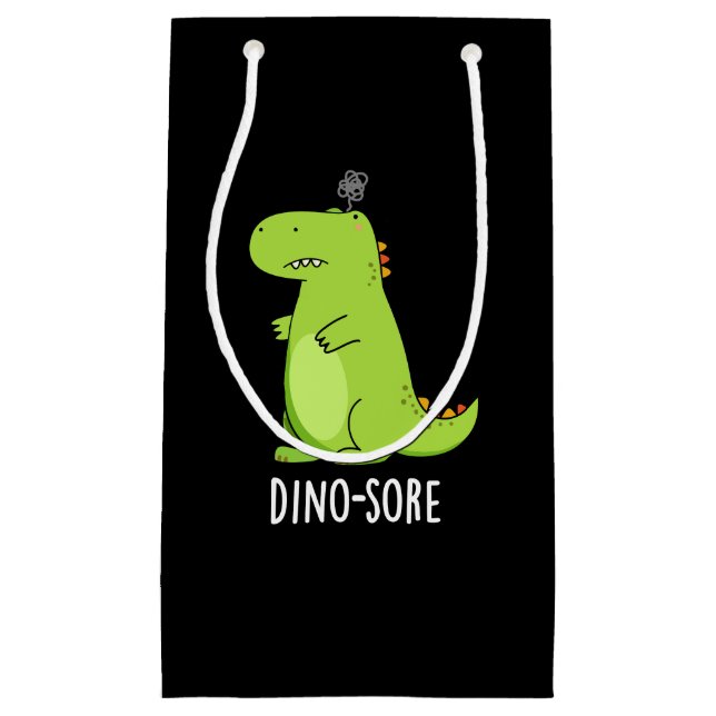 Petit Sac Cadeau Dino-sore Funny Irritated Dinosaur Pun Dark BG (Devant)