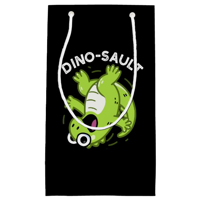 Petit Sac Cadeau Dinosault Funny Dinosaur Pun Dark BG (Devant)