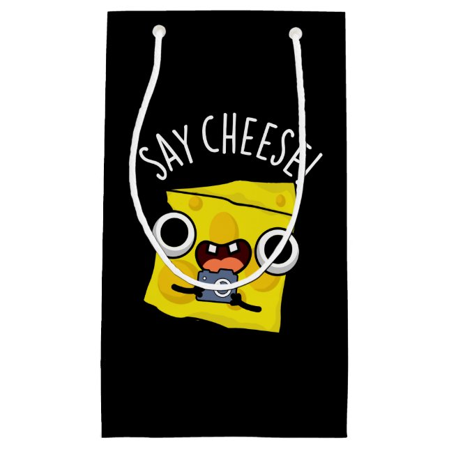 Petit Sac Cadeau Dites Fromage drôle Photographe Pun Dark BG (Devant)