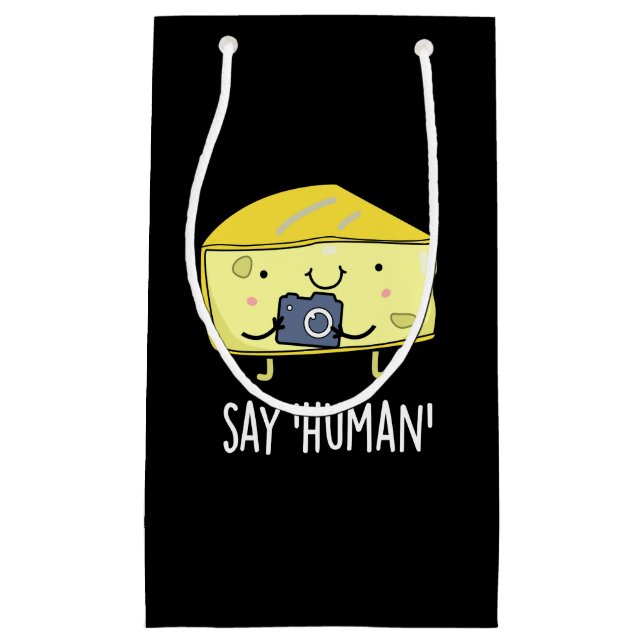 Petit Sac Cadeau Dites Homme amusant photographe Cheese Pun Dark BG (Devant)