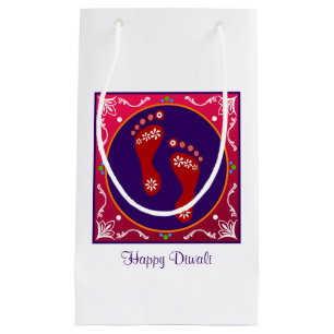 Petit Sac Cadeau Diwali Rangoli Coloré Avec Empreinte