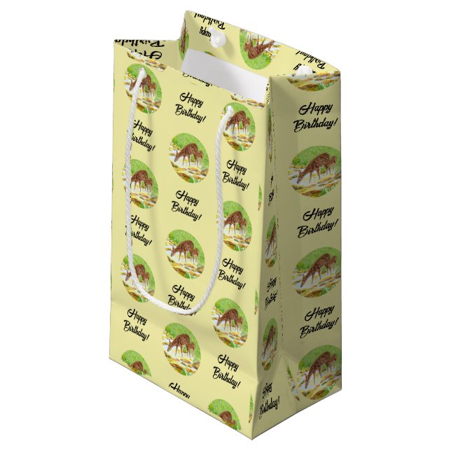 Petit Sac Cadeau Doe et Fawn Jaune (Devant Angle)
