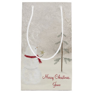 Petit Sac Cadeau Donner Noël Snowman