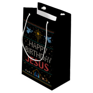 Petit Sac Cadeau Doux moche Design Joyeux Anniversaire Jésus Religi
