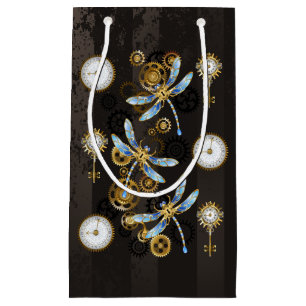 Petit Sac Cadeau Dragonflies de Steampunk sur arrière - plan rayé b