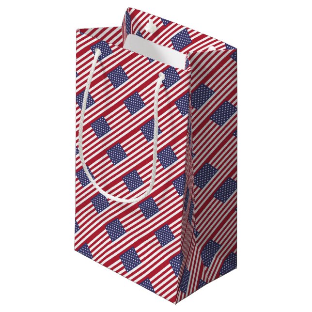 Petit Sac Cadeau Drapeau américain - Etats-Unis d'Amérique (Devant Angle)